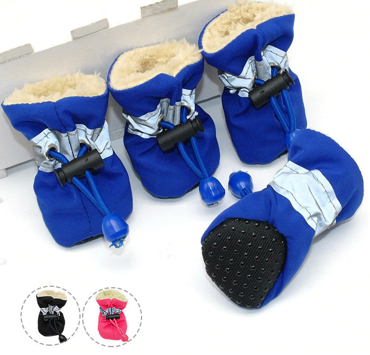 Quality Pet Dog Boots Waterproof Cotton Anti-slip Reflective Puppy Snow Shoes